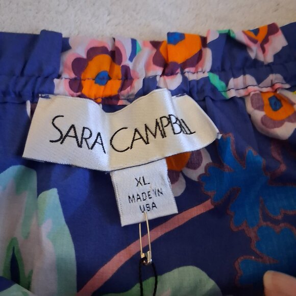 Sara Campbell NWT Women's Size XL Blue Liberty Garden Print Peasant Top - Picture 7 of 13